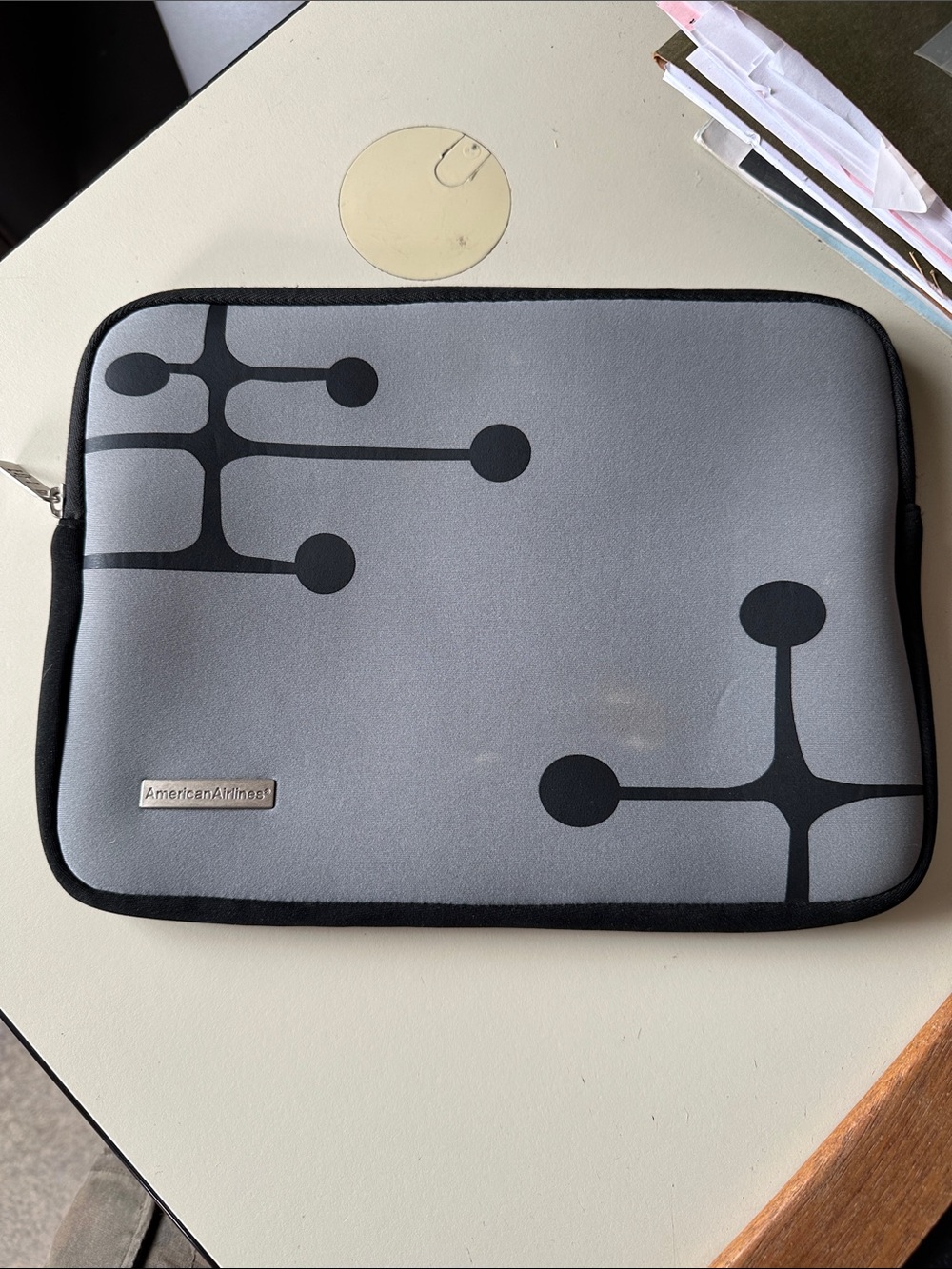American Airlines x eames office tablet case Gray Tablet Sleeve with Black dots